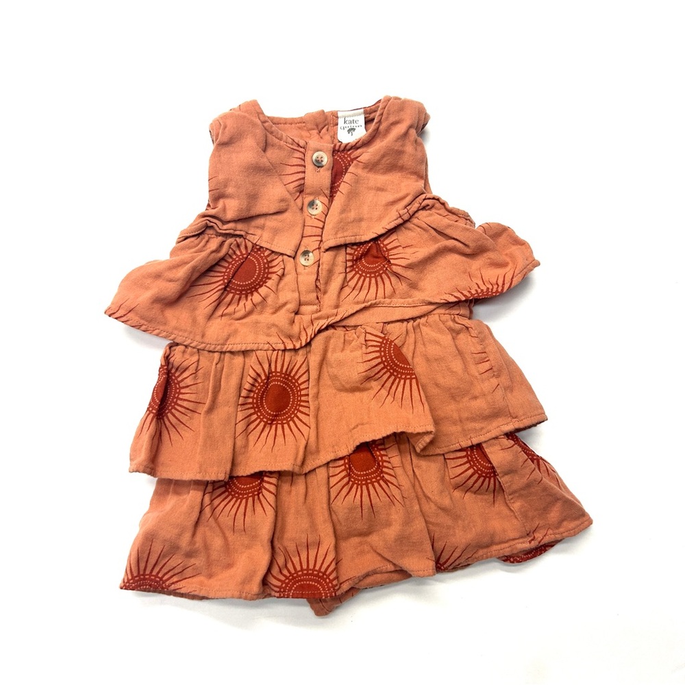 Kate Quinn Sun Prairie Orange Sunburst Kids Dress Skirted Bodysuit Romper